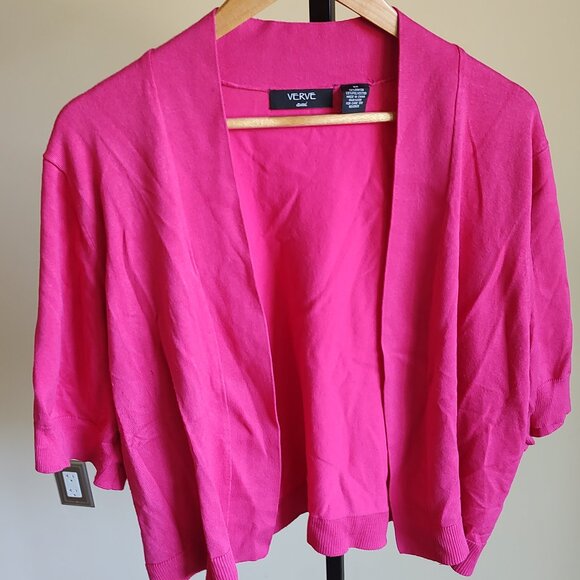 Short Sleeve Crop Cardigan Sweater - Pink Size 3XL - Picture 1 of 5